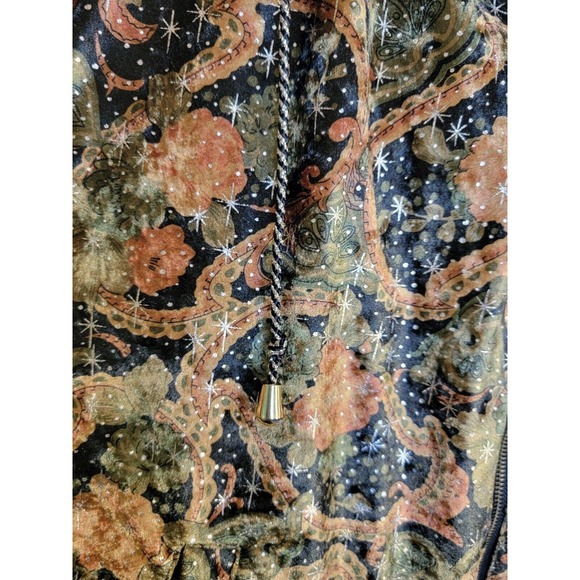 VTG Chili Pepper Gold Stars Velvet‎ Green Windbreaker Jacket Reversible Small - Picture 9 of 9